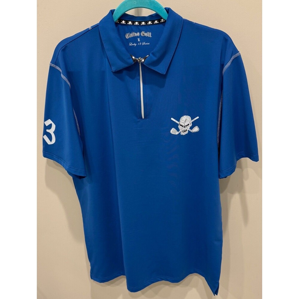 Tattoo Golf - Lucky 13 Series Golf Shirt - Men's Size Large - NEVER WORN - Blue